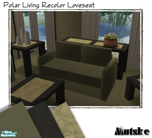 Sims 2 — Polar Living Black - Loveseat by Mutske — Fabric of the seatings in dark green, you can mix and match the