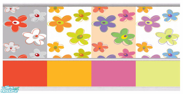 Sims 2 — Daisy Plus Wall Set by s00z — 