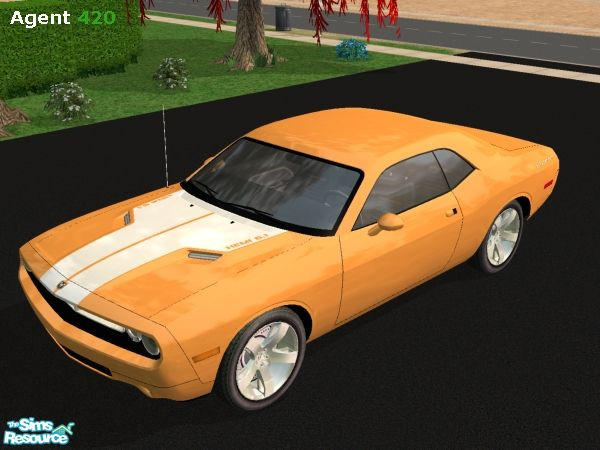 Sims 2 — Orange-White 2008 Dodge Challenger by Agent420 — A Special Edition Orange-White Paint Job for the 2008 Dodge