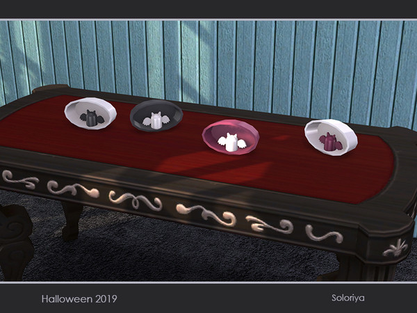 Sims 4 — Halloween 2019. Bat in a Bowl by soloriya — Small bat in a bowl. Part of Halloween 2019 set. 4 color variations.