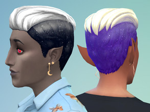 Sims 4 — Moonstone Hairs by spadesart — Male and female meshes. A dyed undercut with a glittery overlay that makes it