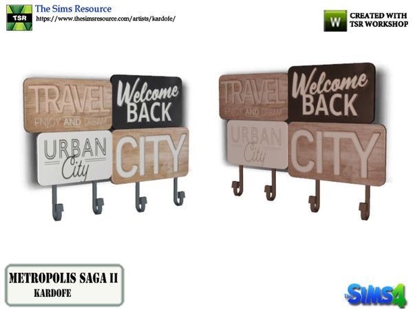 Sims 4 — kardofe_Metropolis Saga_Clothes rack by kardofe — Wall coat rack consisting of four posters and hangers, in two
