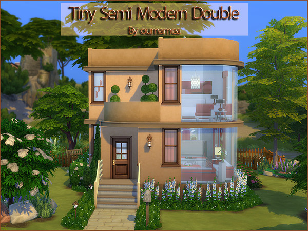 Sims 4 — Tiny Semi Modern Double by oumamea — Semi modern home with 2 bedrooms and 2 bathrooms. Bracing Breezes from the