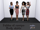 Sims 4 — Faldas al cuerpo/ Body skirts by JulsMar — Your sims can wear their curves with these new skirts, one black and