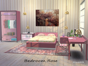 Sims 4 — Bedroom Rose by ShinoKCR — Bedroom Furniture inspired by Ligne Roset -Bed Frame and Bedding separated -2