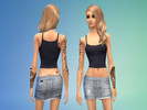 Sims 4 — Short Black Tank Top and Low-Ride Denim Skirt by xaelan2 — The perfect hot summer day outfit.