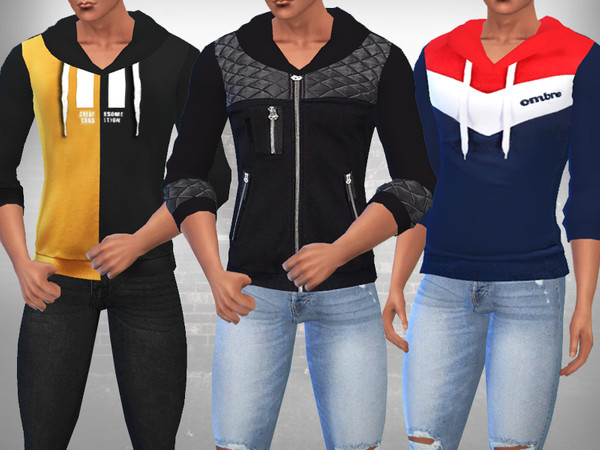 Sims 4 — Male Sims Hoodies Mix by saliwa — Male Sims Hoodies Mix with 4 different style design by Saliwa.