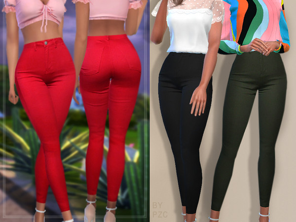 Sims 4 — Mabel High Waisted Denim Jeans by Pinkzombiecupcakes — Mabel High Waisted Denim Jeans with 30 colors.