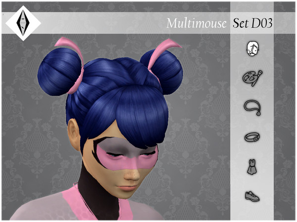 Sims 4 — Multimouse - SetD03 - Hair - EA by AleNikSimmer — THIS PACK HAS ONLY THE HAIR. -TOU-: DON'T reupload my items as