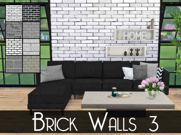 Sims 4 — Brick Walls 3 by modelsims4 — Brick Walls - 8 swatches - Made with Sims4Studio and Adobe Photoshop - All wall