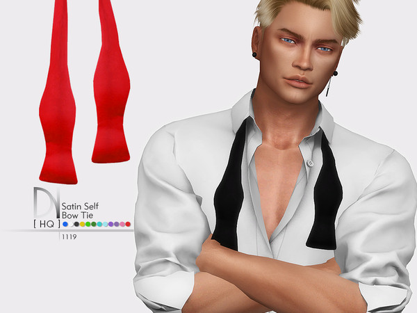 Sims 4 — Satin Self Bow Tie by DarkNighTt — Satin Self Bow Tie [Necklace] Have 12 colors. HQ mod compatible. Hope you
