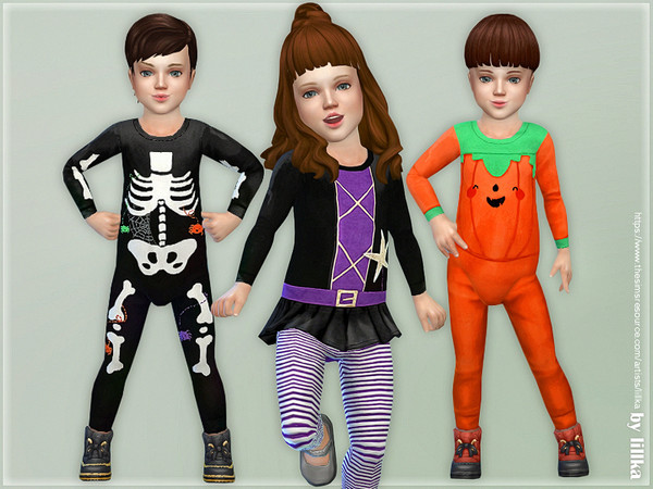 Sims 4 — Toddler Halloween Outfits [NEEDS SEASONS] by lillka — Toddler Halloween Outfits 3 styles You will find Toddler