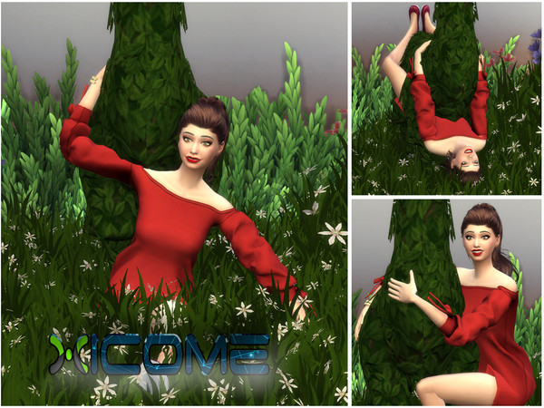 Sims 4 — Llama Time - Pose Pack #1 by Xicome — The Sims 4: 4 Female Poses... with a llama. You would need: A bush trimmed