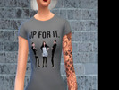 Sims 4 — BBC Up for it Tshirt by Jintymac7 — Merch Tshirt for hit BBC comedy show Base Game recolour Comes in 6 colours