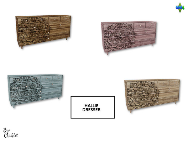 Sims 4 — Hallie Bedroom Dresser (Mesh Req'd) by Chicklet — Freshen up your bedroom and follow your dreams in this Boho