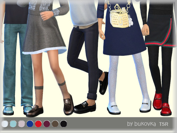 Sims 4 — Varnished Loafers [child] by bukovka — Loafer shoes with thick soles for children of both sexes. Are set