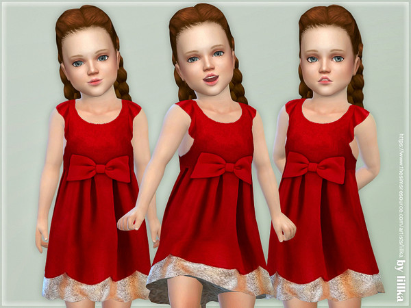 Sims 4 — Toddler Sleeveless Dress with Bow [NEEDS TODDLER STUFF] by lillka — Sleeveless Dress with Bow for Toddler Girls