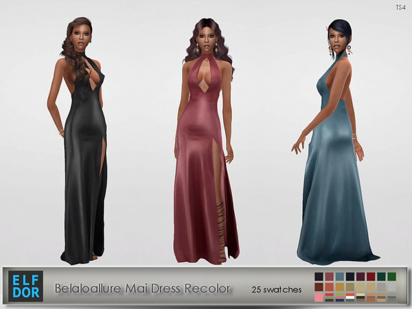 Sims 4 — Belaloallure Mai Dress Recolor by Elfdor — Its a standalone recolor of Belaloallure dress and you will need the