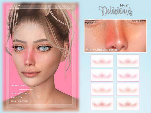 Sims 4 — [ Delicious ] - Blush by Screaming_Mustard — A new blush with a little bit of shine and freckle option. For