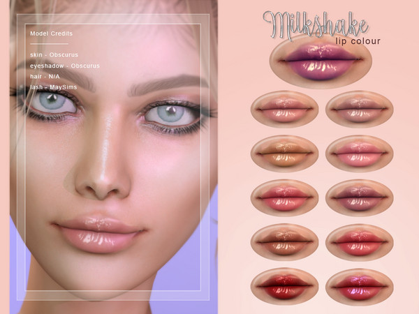 Sims 4 — [ Milkshake ] - Lip Colour by Screaming_Mustard — A new simple glossed lip colour. For females, teen +. With