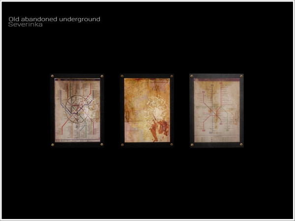Sims 4 — [Old Underground] - subway map by Severinka_ — Subway map From the set 'Old abandoned underground' Build / Buy