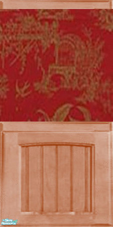 Sims 2 — Red Toile Wallpaper Set - Red Toile 2a by jyackley01 — Beautiful dark red and gold toile wallpaper with light