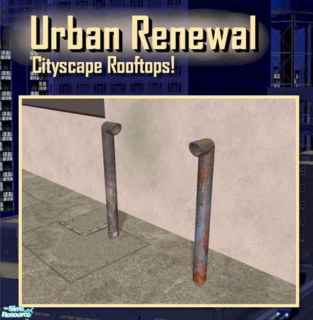 Sims 2 — Rooftop Curved Fumes Outlet by Cyclonesue — A curved pipe flue in two colour designs.