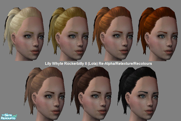 Sims 2 — LW HairSet 2 by Lily Whyte — Recolours/re-textures (Maxis) of Lola's Rockerbilly II hair mesh for those of you