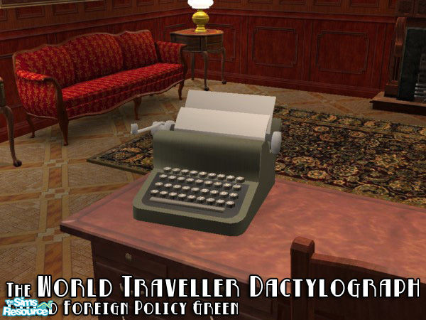 Sims 2 — World Traveller Dactylograph - Green by BeOSBoxBoy — An homage to the utilitarian furniture of the 1940s-1960s;