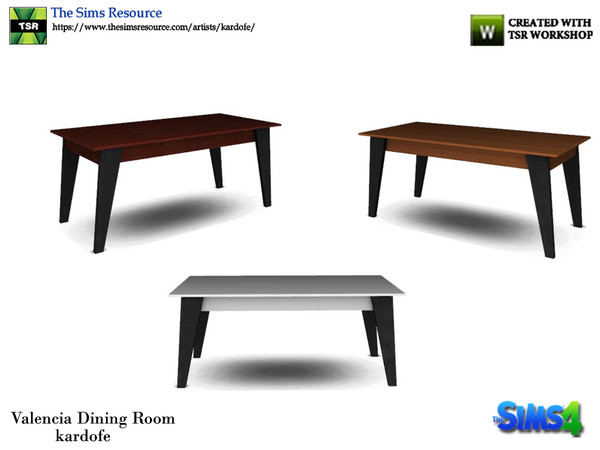 Sims 4 — kardofe_Valencia Dining Room_DiningTable by kardofe — Wooden dining table in three different options 