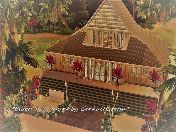 Sims 4 —  Beach restaurant by GenkaiHaretsu — Welcome. I present to you today a wonderful restaurant on the beach in