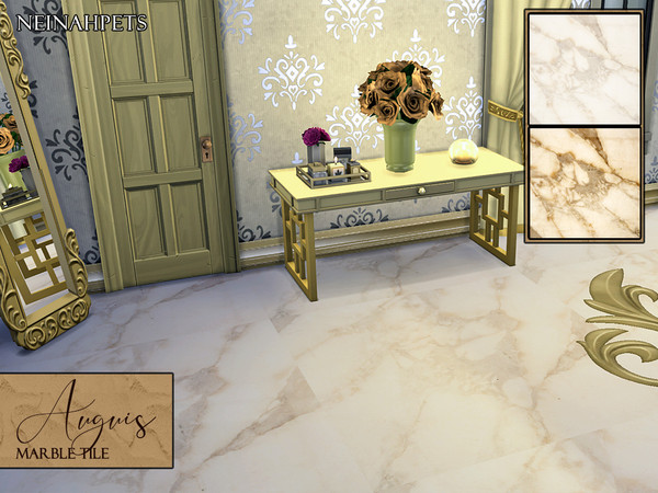 Sims 4 — Auguis Marble Tile Flooring by neinahpets — Beautiful beige marble tile flooring in both a pale and dark tone. 2