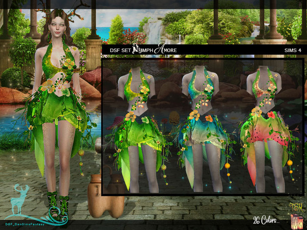 Sims 4 — DSF SET NYMPH AMORE TOP by DanSimsFantasy — You can dress the beautiful nymphs with this silk top, embroidered