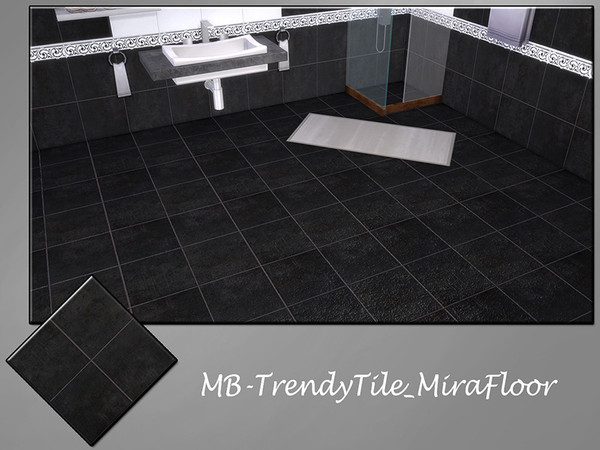 Sims 4 — MB-TrendyTile_MiraFloor by matomibotaki — elegant black floor tile comes with custom thumbnail, part of the set