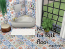 Sims 4 — bath floor by anaalicialo — Bath tile inspired in moroccan flors. Two colors available, one in mixed colors and