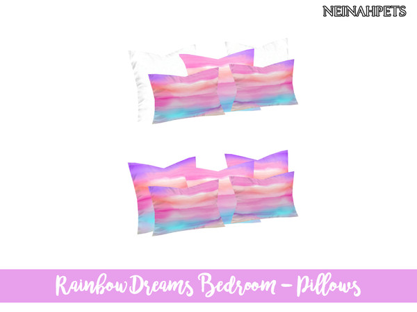 Sims 4 — Rainbow Dreams Bedroom - Pillows by neinahpets — A set of rainbow gradient pillows.