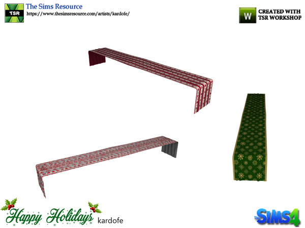 Sims 4 — kardofe_Happy Holidays_Table runner by kardofe — Table runner with Christmas motifs, can be placed on the table