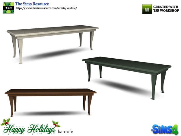 Sims 4 — kardofe_Happy Holidays_Table by kardofe — Elegant long table, ideal for family celebrations, in three different