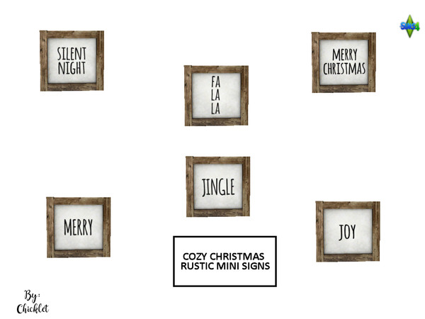 Sims 4 — Cozy Christmas Clutter - Mini Rustic Table Signs by Chicklet — This is Part 1 of my Cozy Christmas Clutter Set