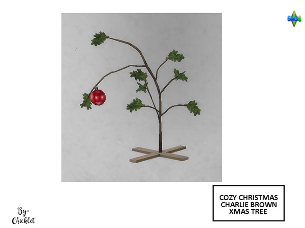 Sims 4 — Cozy Christmas Clutter - Charlie Brown Xmas Tree by Chicklet — This is Part 3 of my Cozy Christmas Clutter Set
