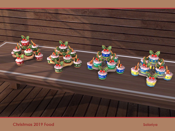 Sims 4 — Christmas 2019 Food. Nine Cupcakes by soloriya — Nine cupcakes in one mesh. Part of Christmas 2019 Food set. 4