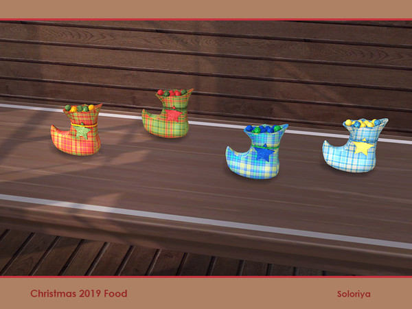 Sims 4 — Christmas 2019 Food. Boot by soloriya — Boot with decorations balls. Part of Christmas 2019 Food set. 4 color