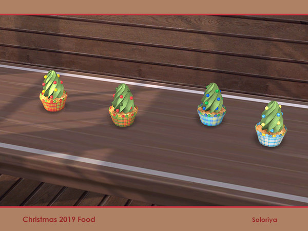Sims 4 — Christmas 2019 Food. Cupcake Tree by soloriya — Small cupcake tree. Part of Christmas 2019 Food set. 4 color
