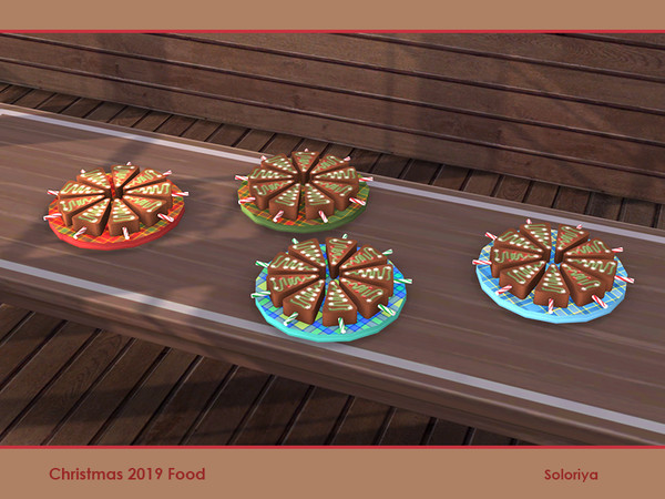 Sims 4 — Christmas 2019 Food. Cake Trees by soloriya — Cake trees on a tray. Part of Christmas 2019 Food set. 4 color