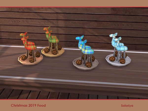 Sims 4 — Christmas 2019 Food. Deers by soloriya — Deers with pinecones on a plate. Part of Christmas 2019 Food set. 4