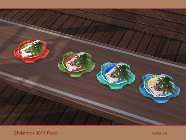 Sims 4 — Christmas 2019 Food. Plates by soloriya — Three plates with a napkin in one mesh. Part of Christmas 2019 Food
