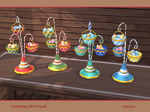 Sims 4 — Christmas 2019 Food. Snack Bowl Stand by soloriya — Snack bowl stand with candies. Part of Christmas 2019 Food