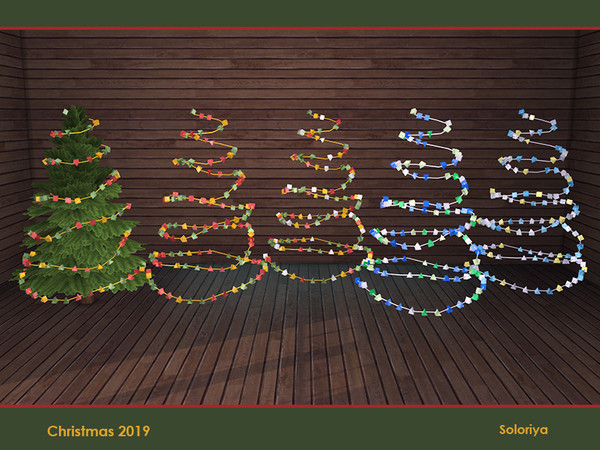 Sims 4 — Christmas 2019. Garland Triangles by soloriya — Christmas tree garland with triangles. Part of Christmas 2019