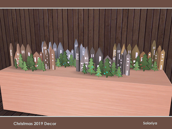 Sims 4 — Christmas 2019 Decor. Cutouts by soloriya — Cutouts houses and trees. Part of Christmas 2019 Decor set. 4 color