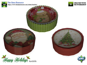 Sims 3 — kardofe_Happy Holidays_Stacked plates by kardofe — Stacked plates with Christmas decoration, in three different
